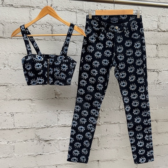 Evil Twin Pants - Evil Twin ✨RARE✨ Evil Eye Crop Top and Pants Matching Set Size XS / S